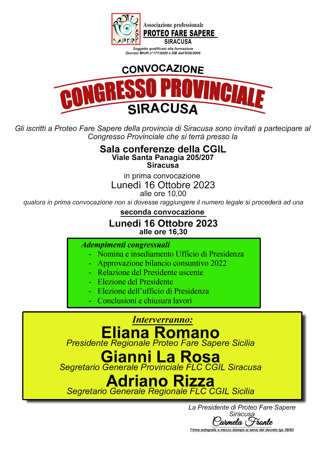 Congresso Provinciale Siracusa