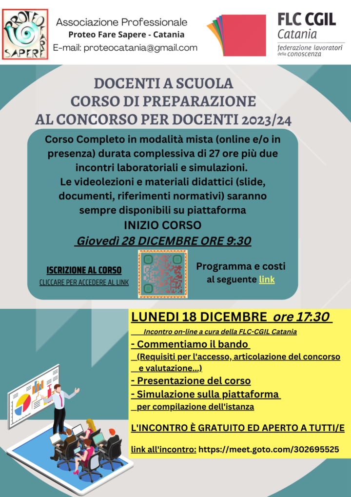 CORSO PREPARAZIONE CONCORSO DOCENTI Infanzia e Primaria – Secondaria di I e II Grado – Sostegno